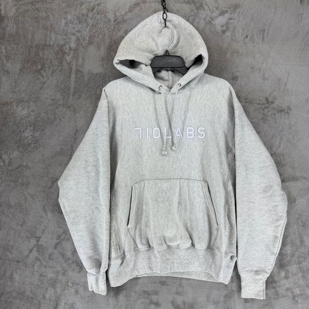 710 Labs Hoodie‎ Mens Medium Gray Heavyweight Fleece Pullover Streetwear Logo